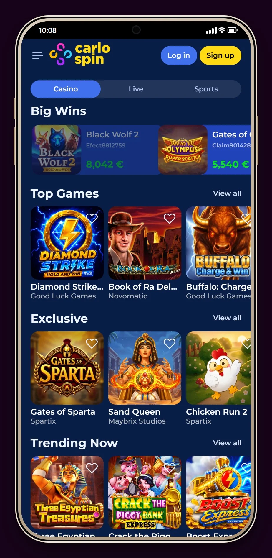 beste payconiq casino: CarloSpin op smartphone